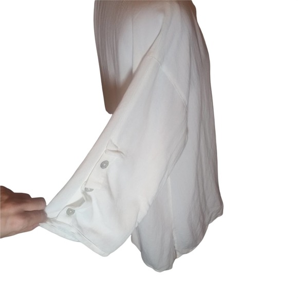 Soft Surroundings White V Neck Button Top - Picture 4 of 6